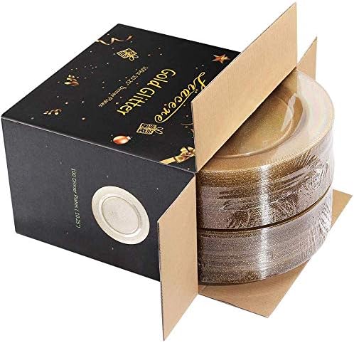 Liacere 100Pieces Gold Plastic Plates-Disposable Gold Glitter Plates-10.25inch Premium Plastic Dinner Plates for Wedding & Parties & Thanksgiving