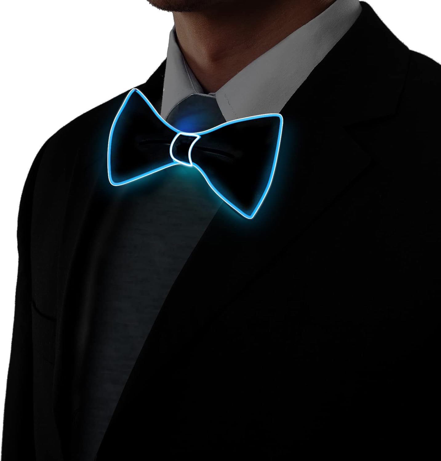 Ainiv Light Up Neckties Bowties Suspenders LED Party Supplies Glow in the Dark Adjustable for Women and Men Parties