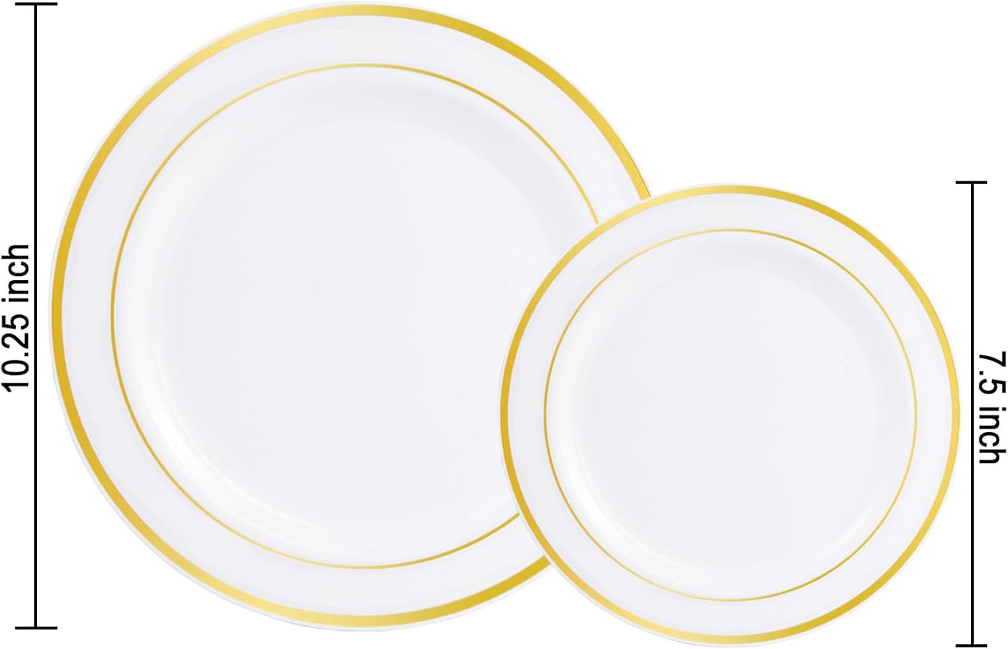 I00000 60 Pieces Gold Plastic Plates, Heavy Duty White and Gold Plastic Plates for 30 Guests Include: 30 Gold Rim Dinner Plates and 30 Gold Dessert Plates Perfect for Wedding, Party & Mother's Day