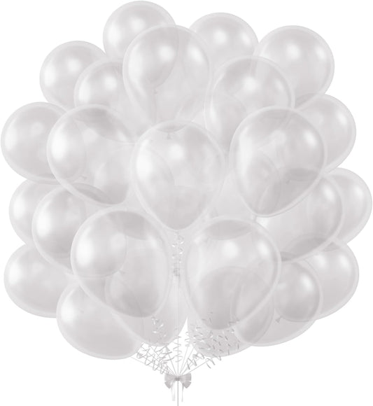 KALOR 12 Inch Clear Balloons, 50 Pcs Latex Helium Balloons for Kid's Birthday Party, Baby Shower, Wedding, Graduate Party Decorations