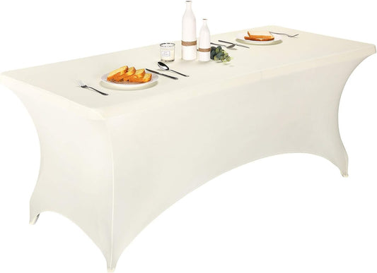 LZY Spandex Fitted Stretch Table Cover for 6 ft or 4ft or 8ft Folding Table, Rectangular Cocktail Tablecloth, Perfect for Party or Banquet