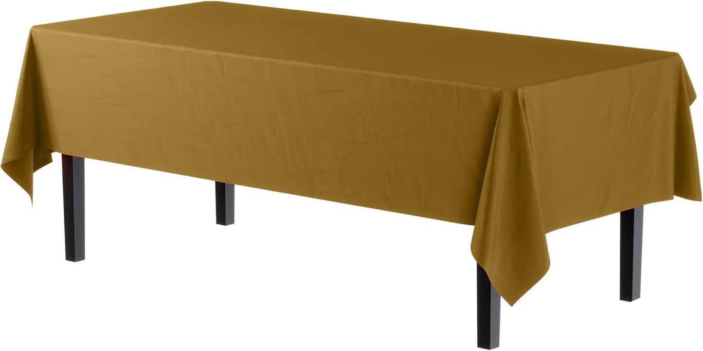 Exquisite 66% Thicker Premium Plastic Table Cloth Rectangle Table Cover 0.5 Mil 6 Pack Gold Table Cloth 54 Inch x 108 Inch Disposable Tablecloth Won't Tear Easily Like Cheap Thin Brands