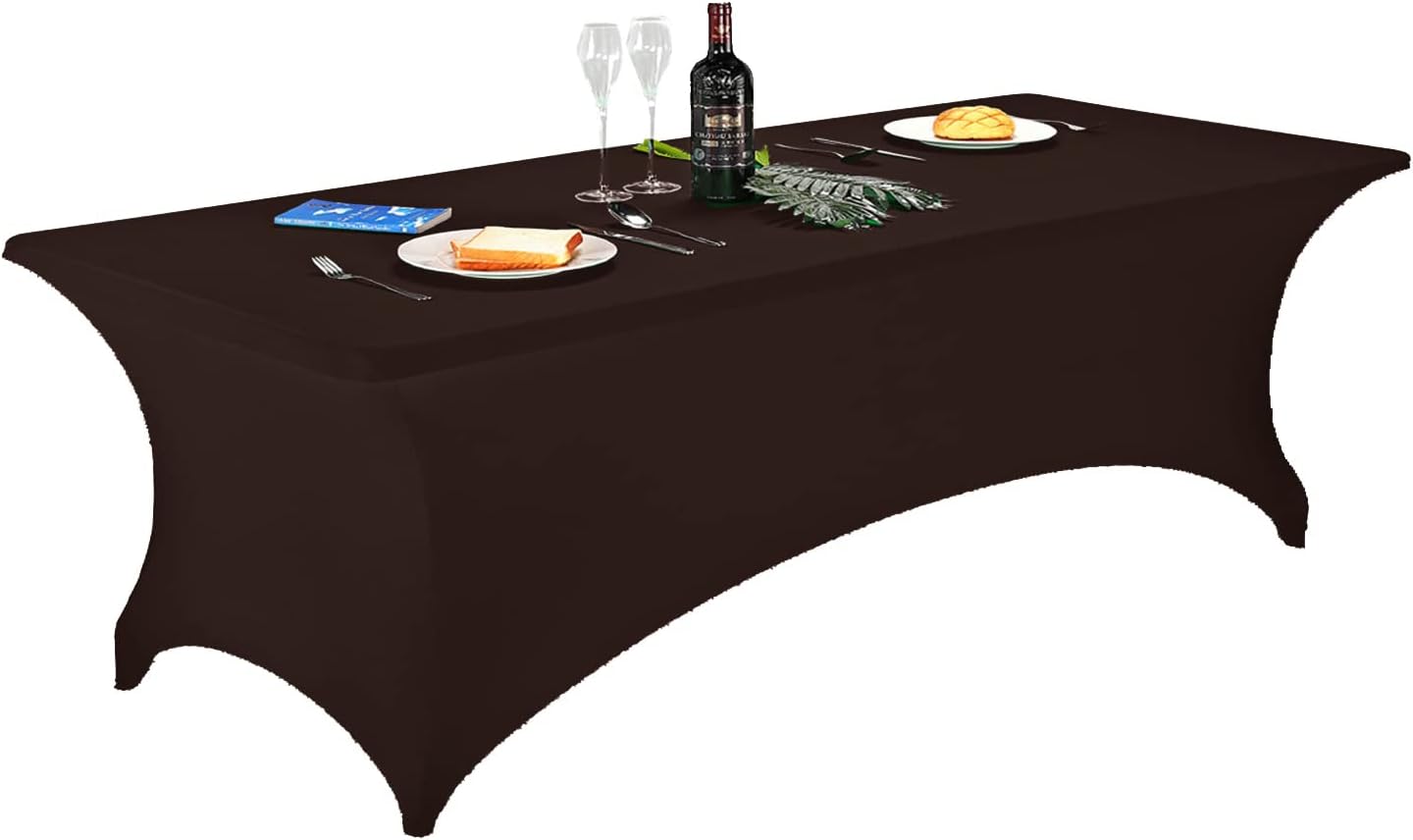 LZY Spandex Fitted Stretch Table Cover for 6 ft or 4ft or 8ft Folding Table, Rectangular Cocktail Tablecloth, Perfect for Party or Banquet