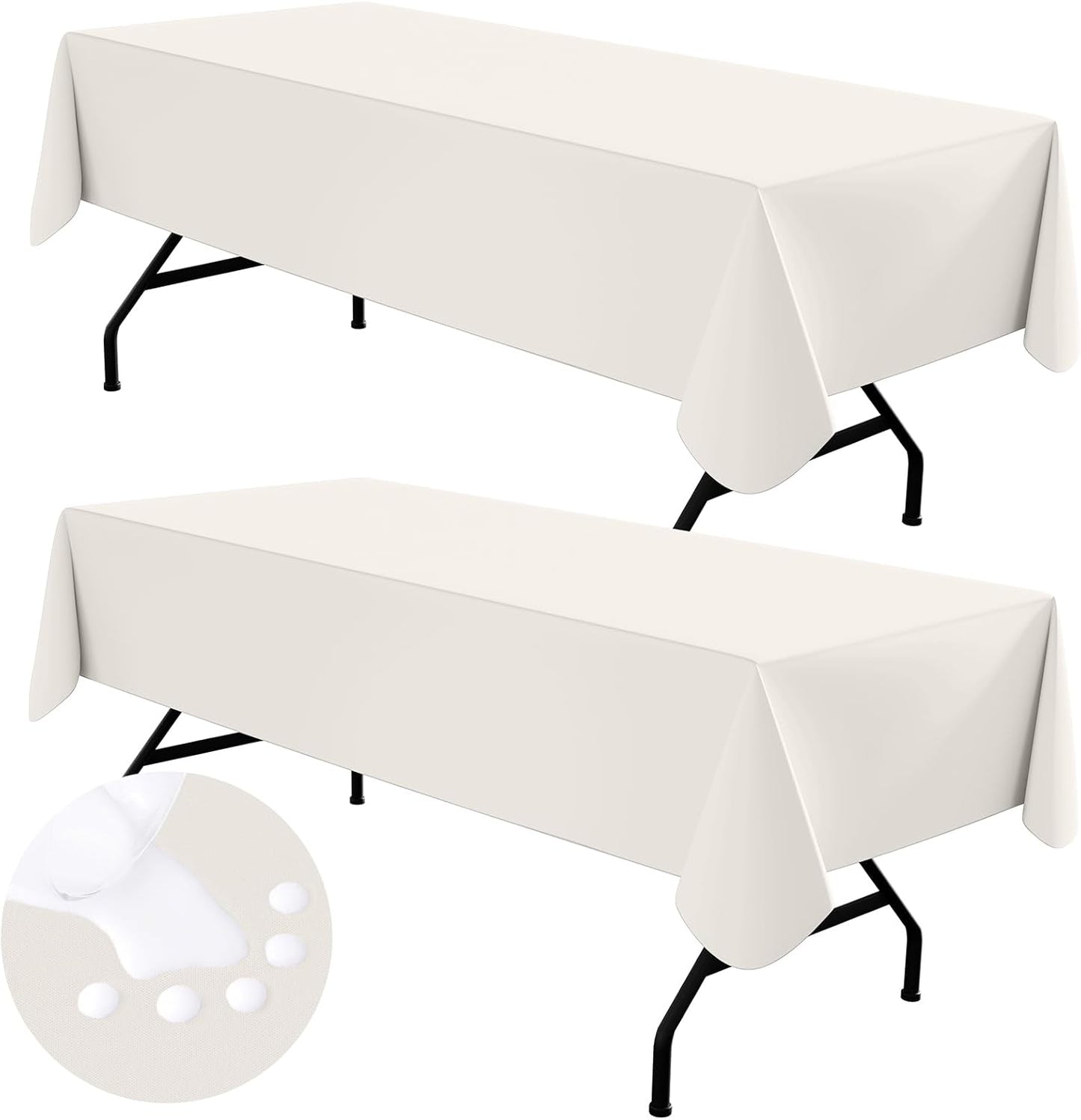 homing 2 Pack Rectangle Vinyl Tablecloth, Waterproof Spillproof Plastic Flannel Backed Table Cloth, Wipe Clean Table Cover for Dining, Buffet Parties and Camping (Beige, 60" x 120")