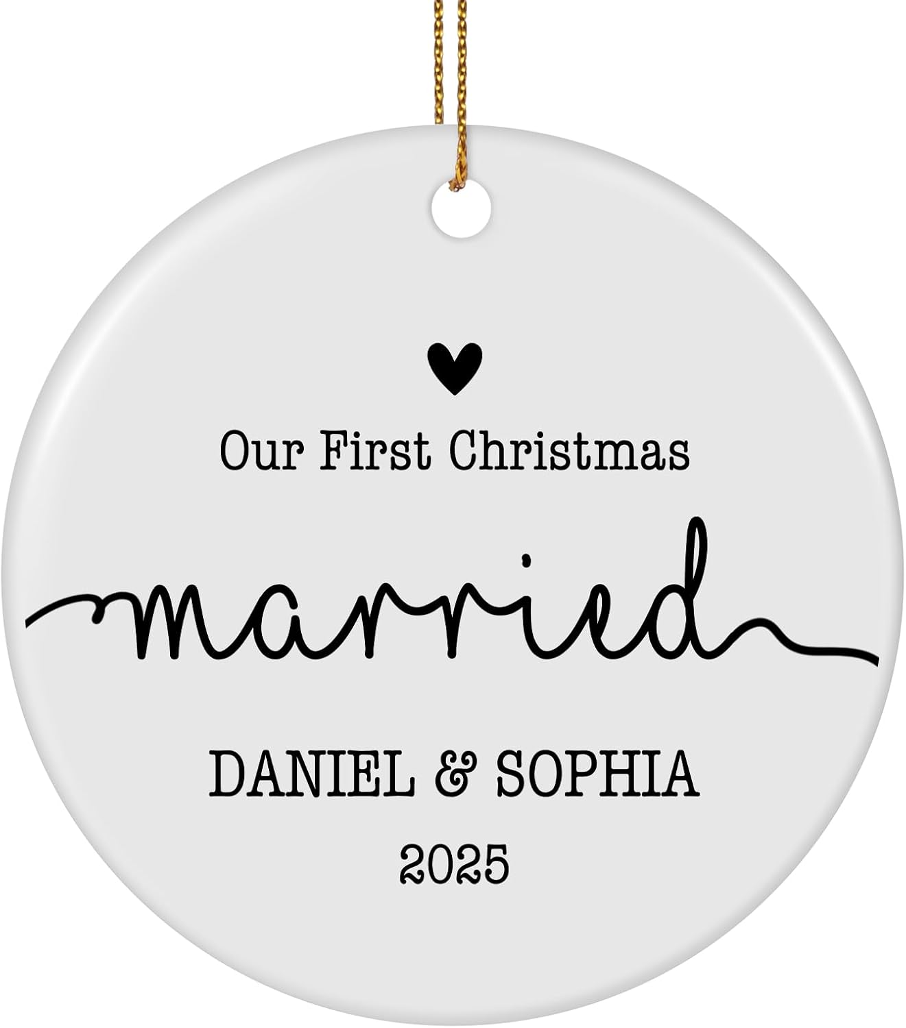 Personalized First Christmas Married Ornament 2025, Custom Engaged Christmas Ornaments with Names, Customized Wedding Engagement Gifts for Newlywed Couples Him Her