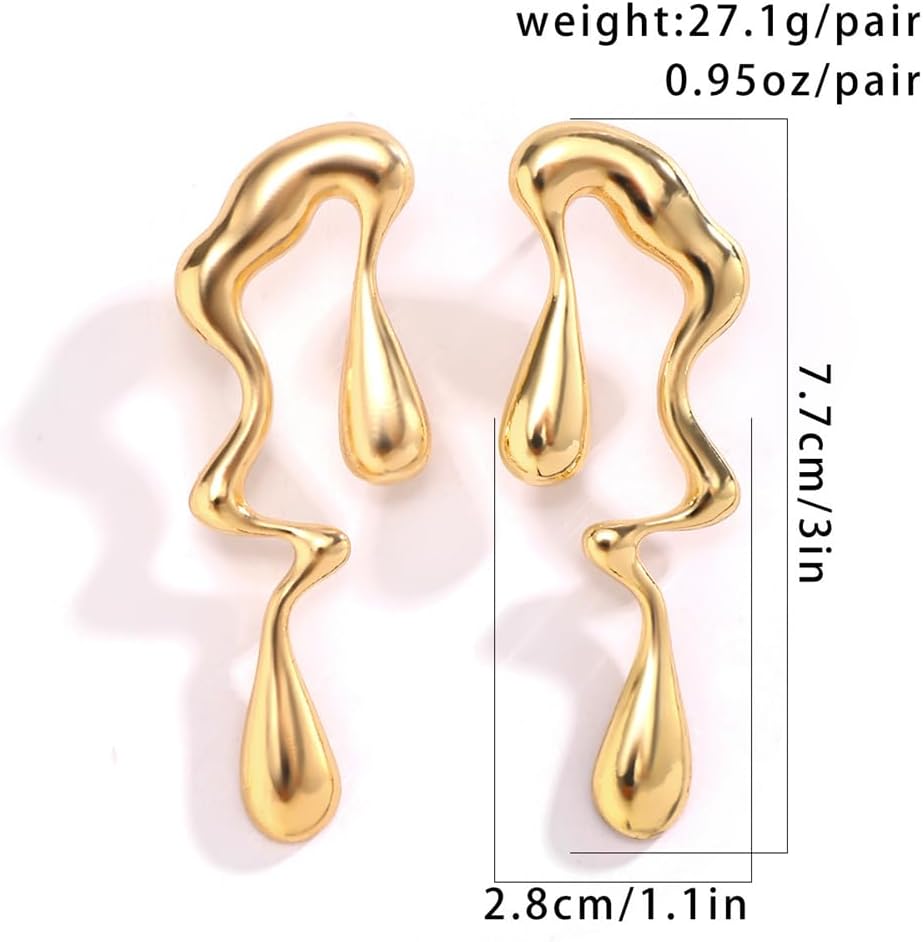Irregular WaterDrop Earrings Melted Liquid Asymmetrical Drop Earrings for Women Embrace Minimalist Statement Earrings Jewelry