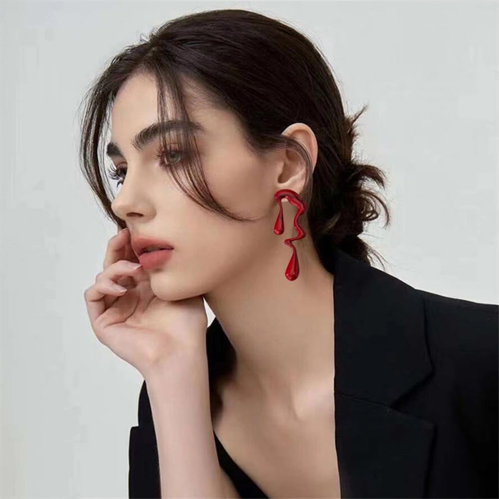 Irregular WaterDrop Earrings Melted Liquid Asymmetrical Drop Earrings for Women Embrace Minimalist Statement Earrings Jewelry