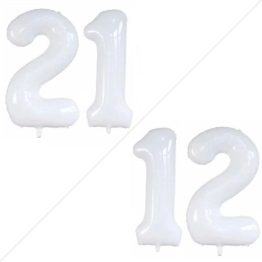 GOER Number 12 Balloons for 12th Birthday Sweet 12 Party Decorations,42 Inch Jumbo Foil Helium 21 Balloons for 21st Birthday Party Decoration (White)