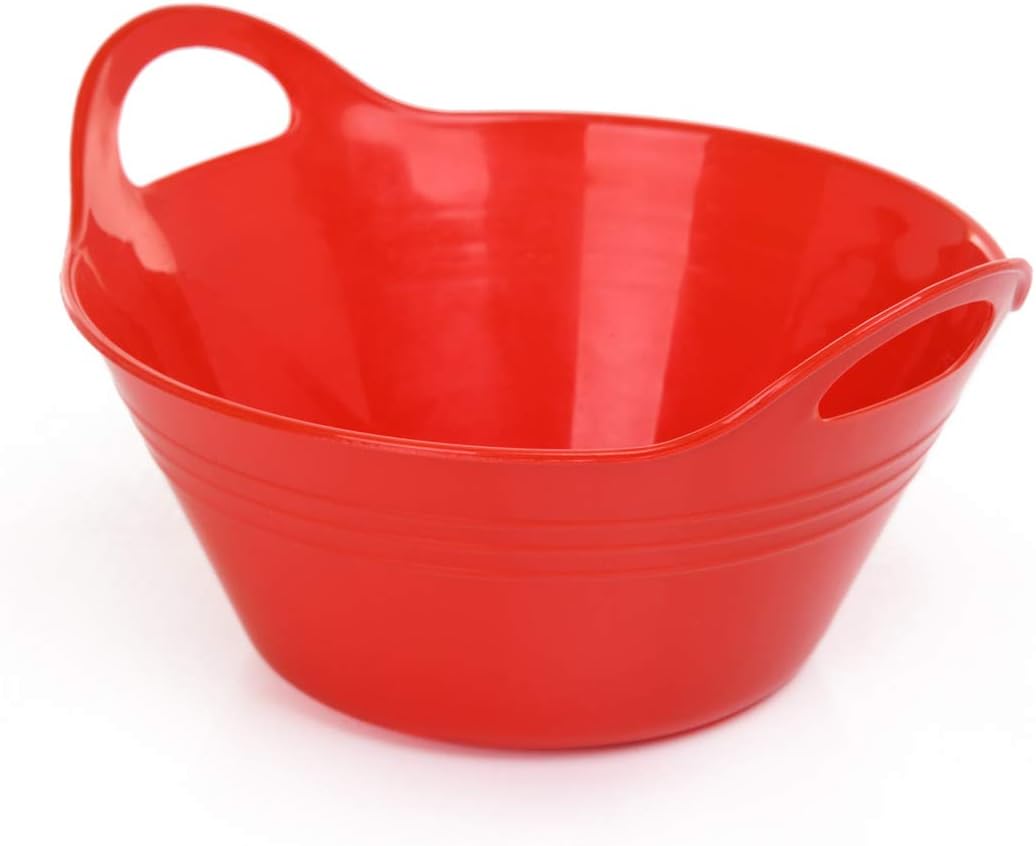 Mintra Home Plastic Bowls with Handles (1.8L Medium 2pk, Red)