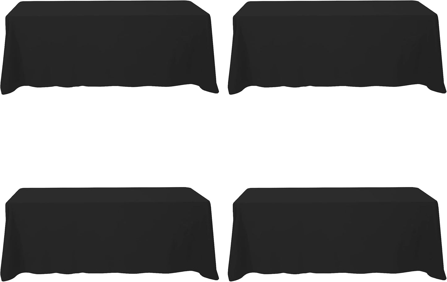 BRILLMAX 4 Pack Black Tablecloths for 8 Foot Rectangle Tables 90 x 156 Inch - 8ft Rectangular Bulk Linen Polyester Fabric Washable Cloth Cover for Wedding Reception Banquet Birthday Party