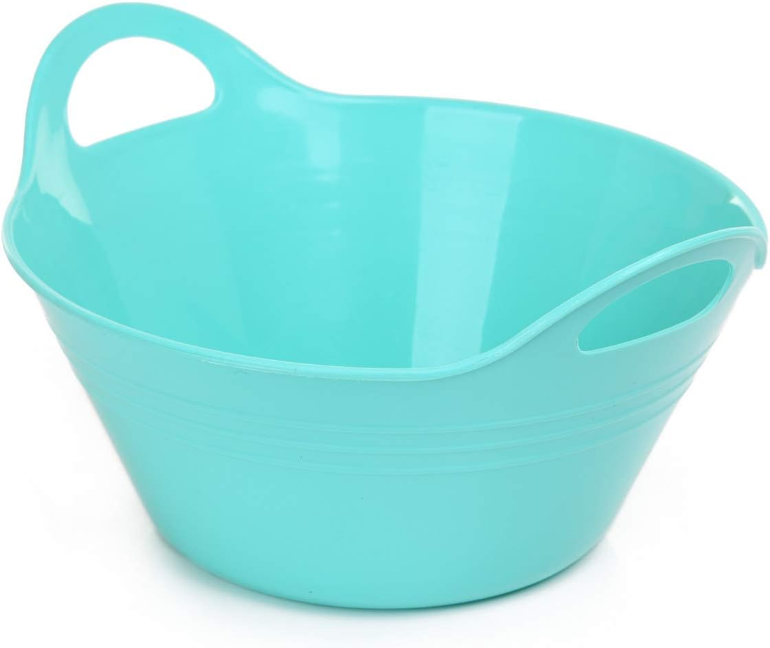 Mintra Home Plastic Bowls with Handles (970ml Small 3pk, Teal) - 6.75inW x 3inH - for snacks, candy, popcorn, gift basket, lightweight serving bowl for party, 3 Pack