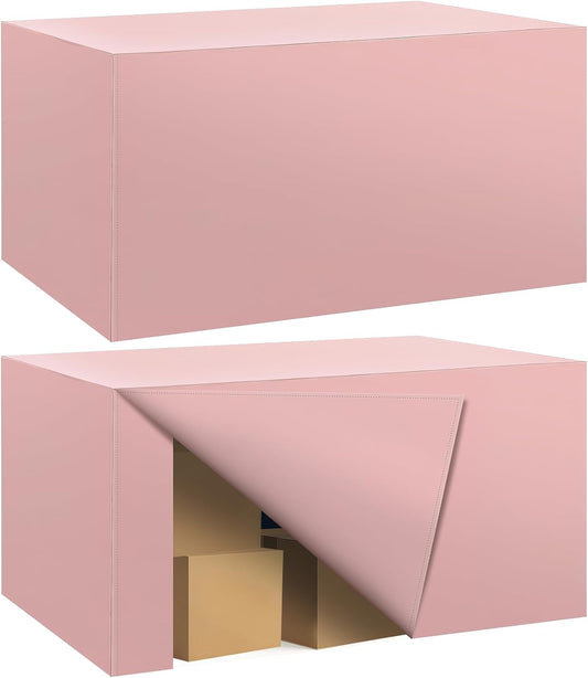 Ascoza 2 Pack Fitted Tablecloth for 4 Foot Rectangle Tables 48 x 24 Inch Dusty Pink Table Covers Water Resistant Polyester Table Cloth for Wedding, Parties,Display, Trade Show (Dusty Pink)