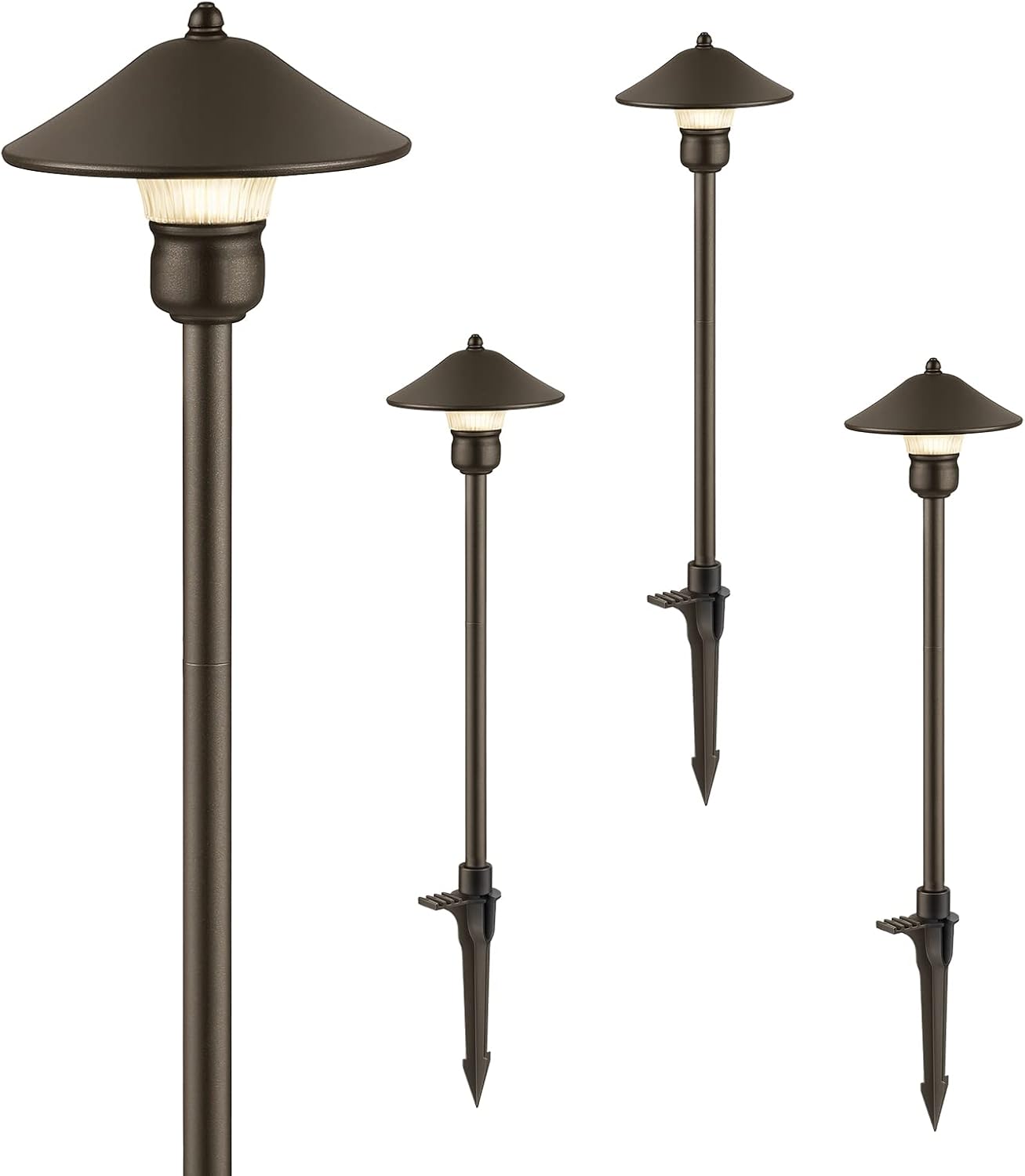 EDISHINE Low Voltage Pathway Lights, 3W 150 LM 3000K 16.5“ Tall LED Landscape Lights, 12V AC/DC 50,000Hrs Waterproof Aluminum Housing Outdoor Landscape Lighting for Path, Yard, Garden