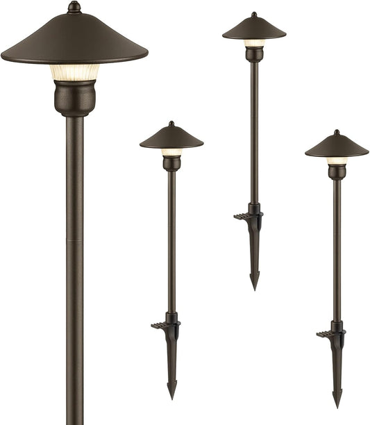 EDISHINE Low Voltage Pathway Lights, 3W 150 LM 3000K 16.5“ Tall LED Landscape Lights, 12V AC/DC 50,000Hrs Waterproof Aluminum Housing Outdoor Landscape Lighting for Path, Yard, Garden