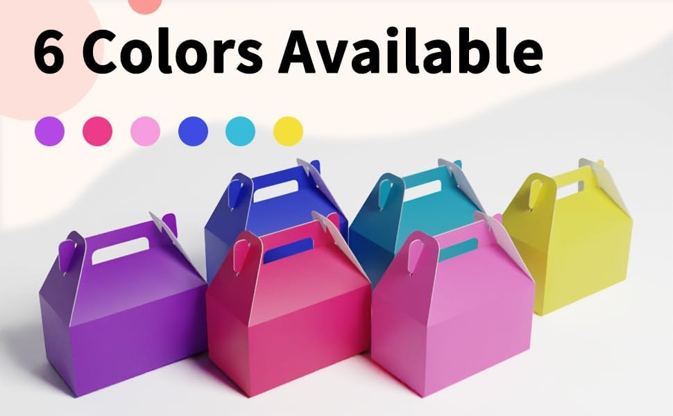 XAGLVV 24 Pack Pink Gable Boxes with Handles Paper Party Favor Gift Box for Baby Girl Showers Valentine's Day Princess Parties Bridal Showers