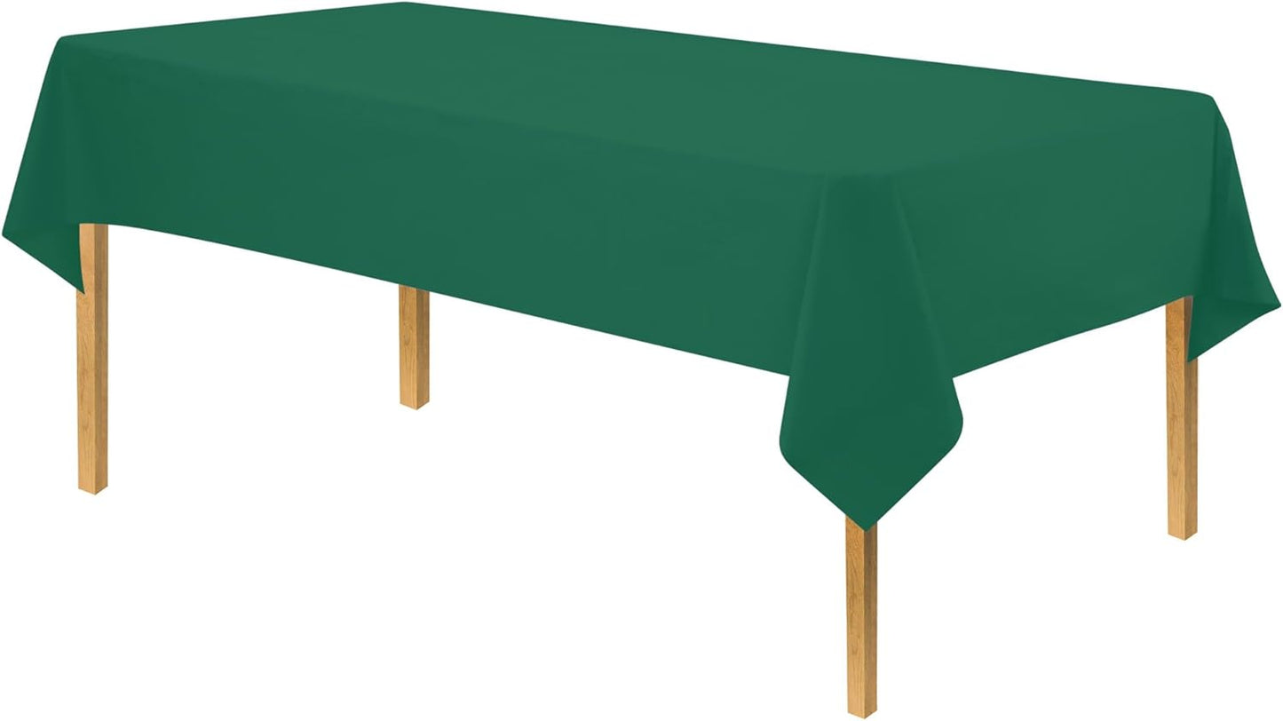 Green Disposable Plastic Tablecloth for Rectangle Tables (12 Pack) Premium Decorative Table Covers, for Parties, Events and Weddings, Indoors & Outdoors, 54 x 108 inch, Rectangle, Green