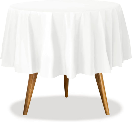 White Disposable Plastic Tablecloth for Round Tables (36 Pack) Table Cloths for Parties, Events & Weddings, Indoors & Outdoors, 84 inches, Plastic Table Cover
