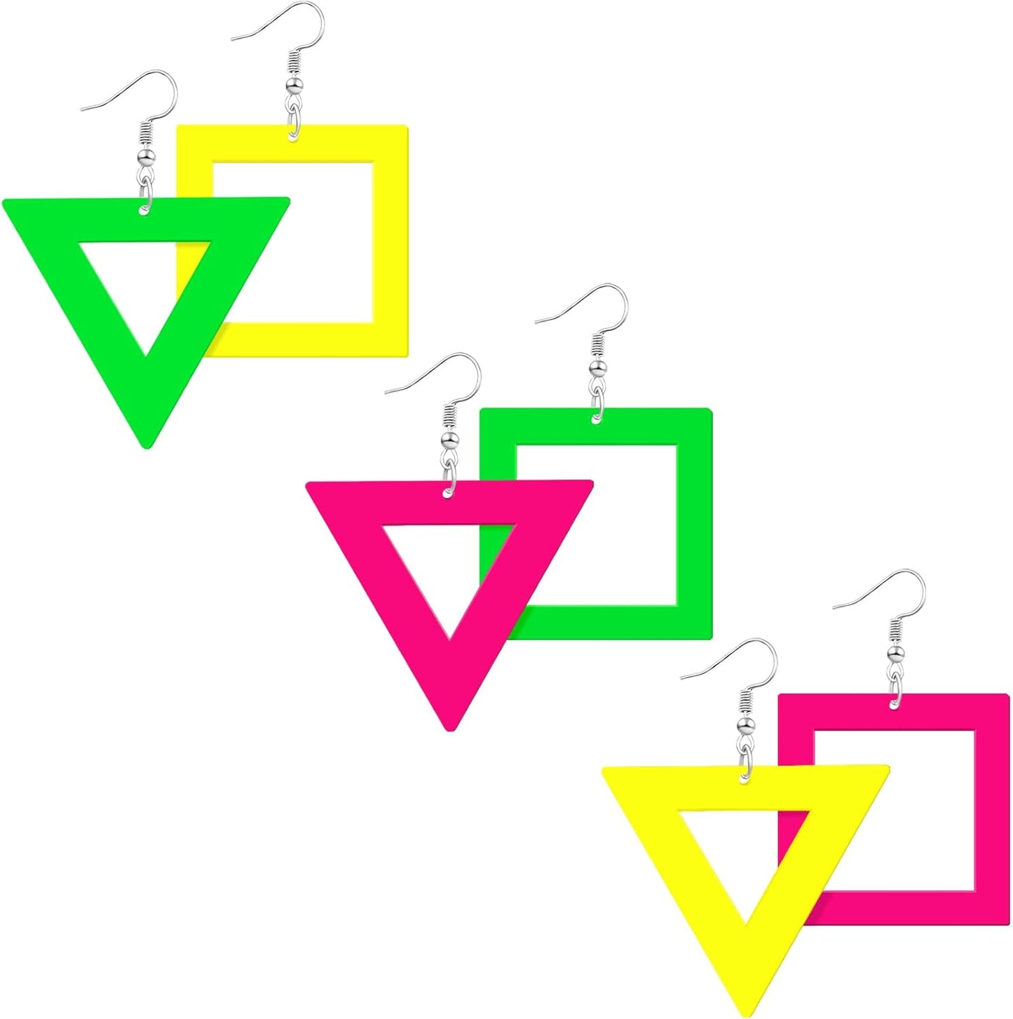 80s 90s Neon Earrings for Women Retro Cassette Tape Hoop Earring Candy Color Lightweight Acrylic Stud Dangle Earrings for 80S Costume Outfits Dancing Glow Party Accessories