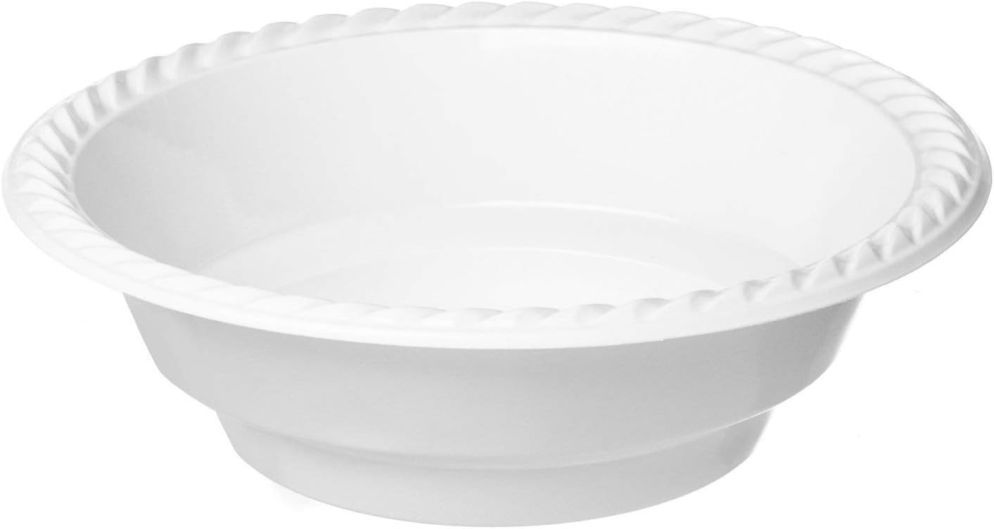 [50 Count] Disposable Plastic White 18 oz Heavy Weight Bowls, Great For Weddings, Home, Office, School, Party, Picnics, Take-out, Fast Food, Outdoor, Events, Or Every Day Use