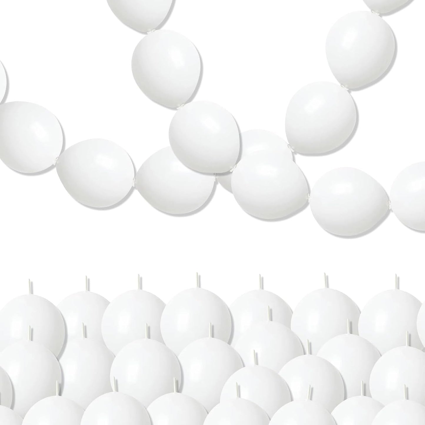 White Quick Link Balloons, 100PCS Linking Balloons for Making Balloon Wall Arch and Chain, Pearl White Linked Balloon for Wedding Birthday Baby Shower Engagement Graduation Party Decorations (10inch)
