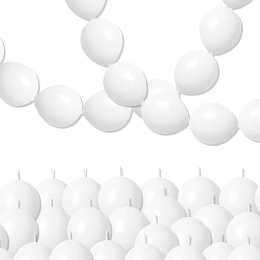 White Quick Link Balloons, 100PCS Linking Balloons for Making Balloon Wall Arch and Chain, Pearl White Linked Balloon for Wedding Birthday Baby Shower Engagement Graduation Party Decorations (10inch)