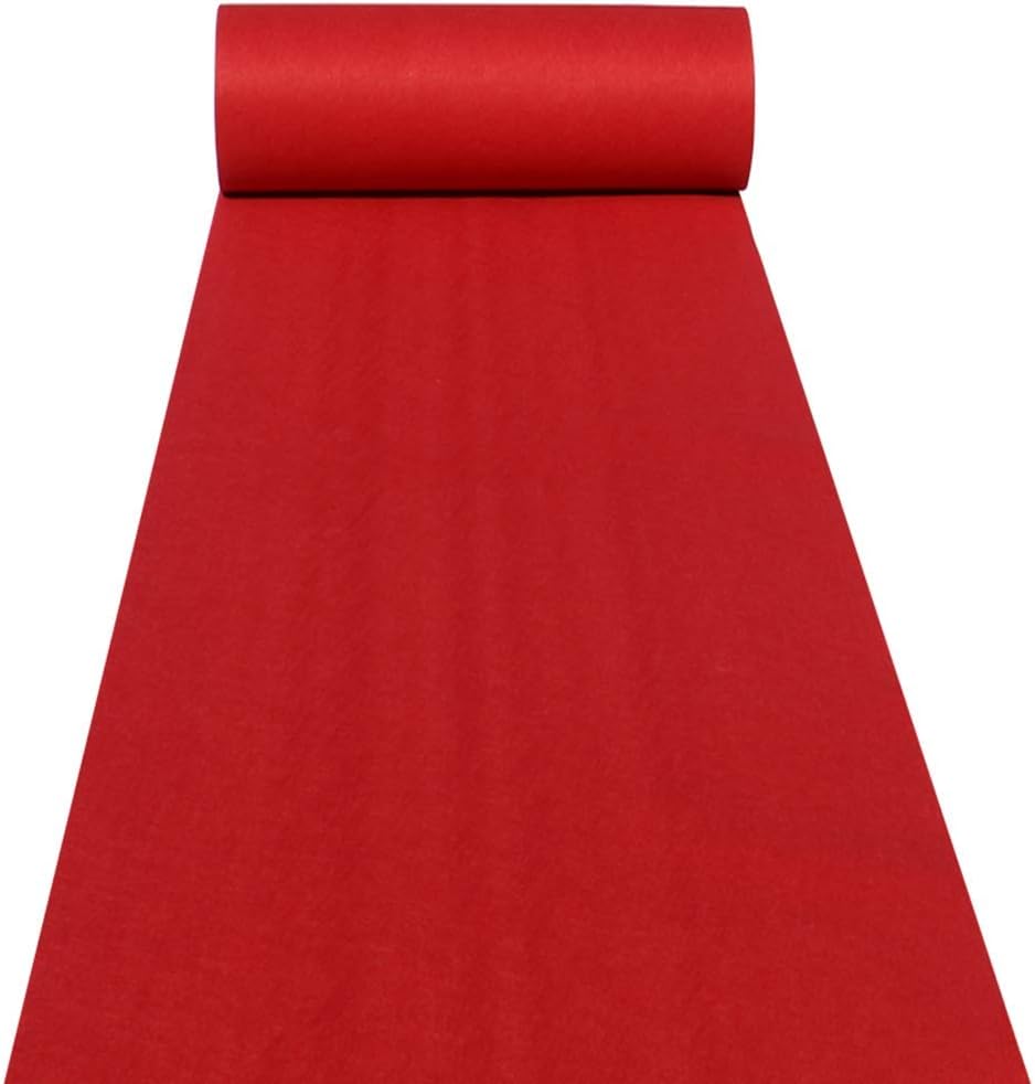 Aisle Runners Wedding Accessories 2mm Red Aisle Runner Carpet Rugs for Step and Repeat Display, Ceremony Parties and Events Indoor or Outdoor Decoration 24 Inch Wide x 50 feet Long