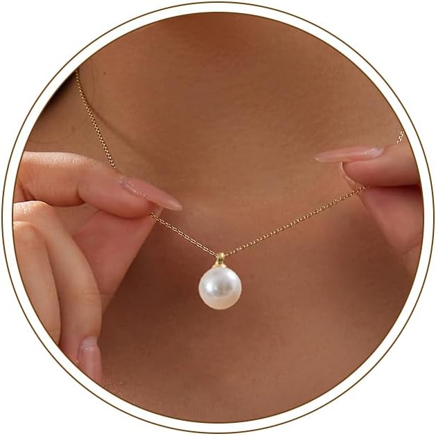 Gold Jewelry Set for Women - Dainty 14K Gold Plated Pearl Necklace and Earring Set with Drop Earrings, Bracelets, Choker Necklace - Wedding Jewelry Gift