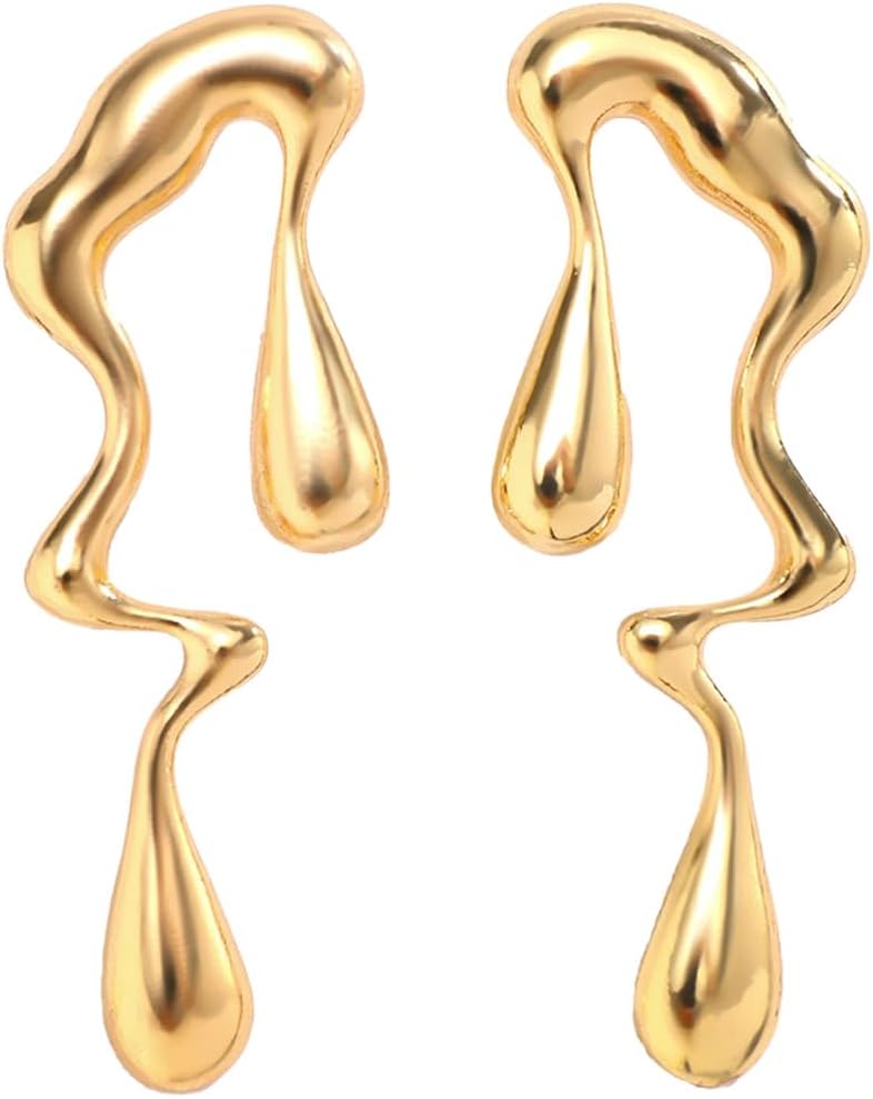 Irregular WaterDrop Earrings Melted Liquid Asymmetrical Drop Earrings for Women Embrace Minimalist Statement Earrings Jewelry