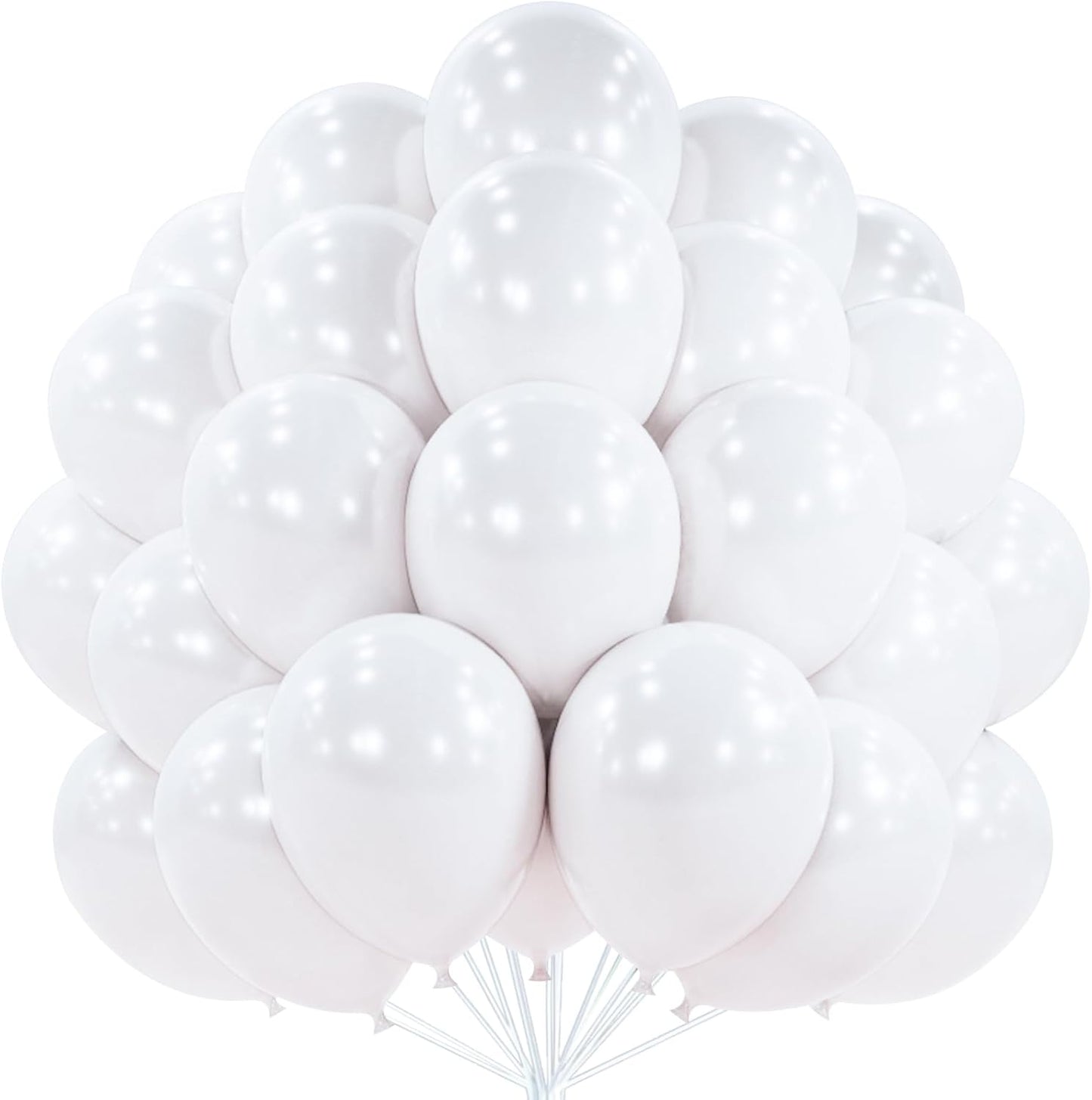 PartyWoo White Balloons, 50 pcs 12 Inch Pearl White Balloons, White Latex Balloons for Balloon Garland or Balloon Arch as Party Decorations, Birthday Decorations, Baby Shower Decorations, White-Z30