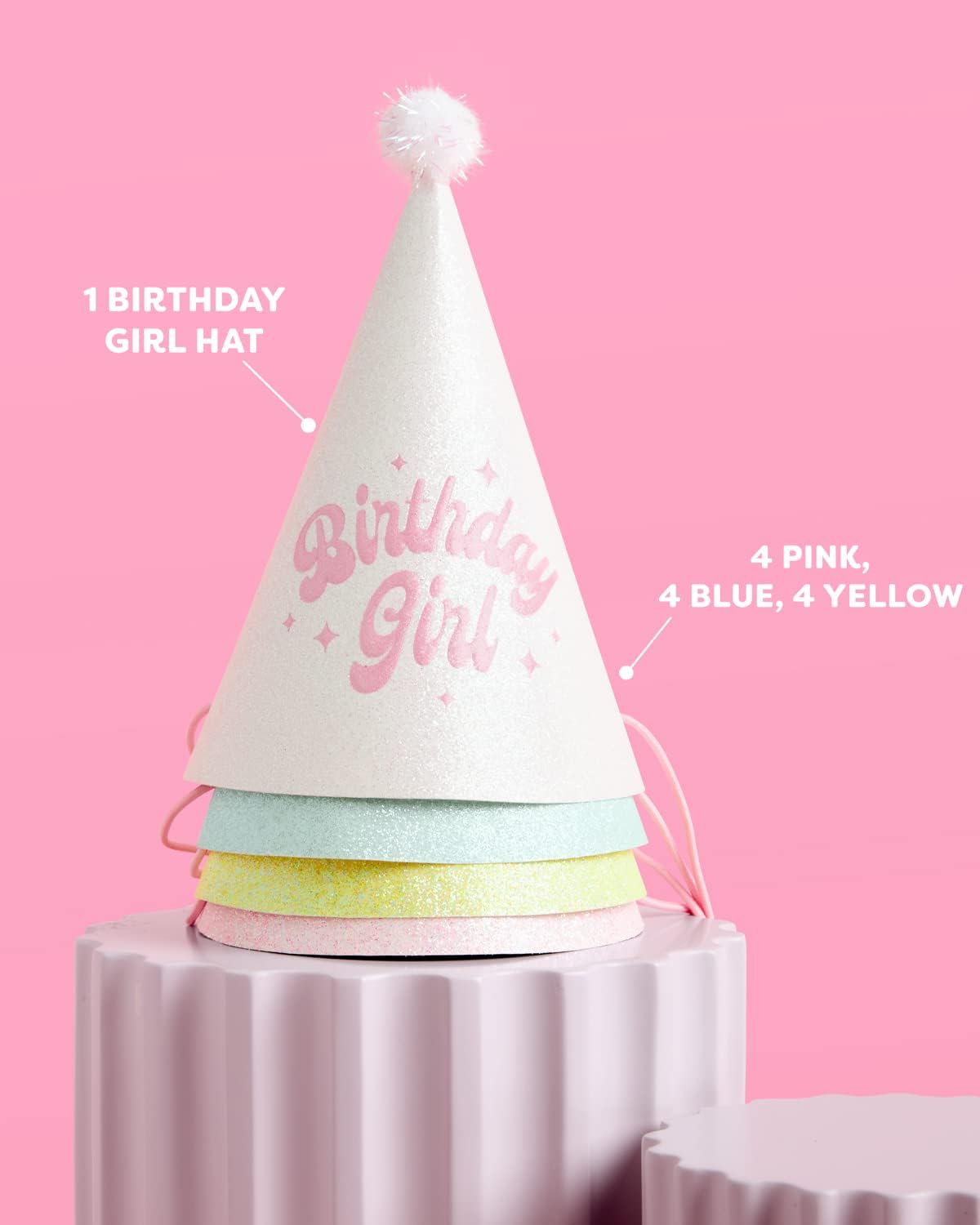 xo, Fetti Birthday Party Hats - Fits Adult + Child - Pastel Rainbow Bday Party, Glitter Birthday Girl, Magical, Paper Party Crowns,