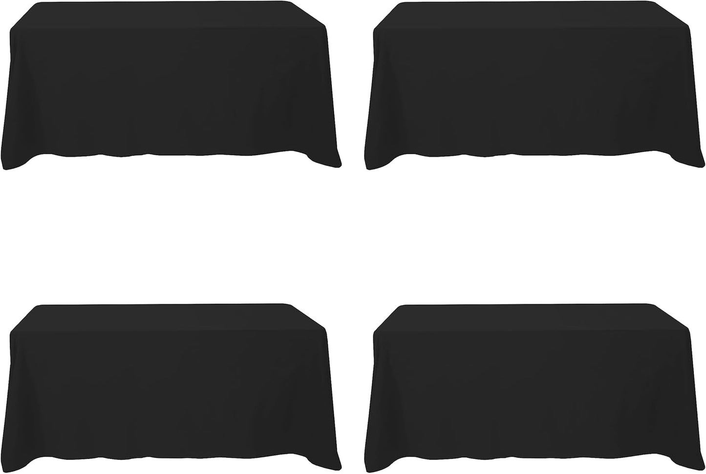 BRILLMAX 4 Pack Black Tablecloths for 6 Foot Rectangle Tables 90 x 132 Inch - 6ft Rectangular Bulk Linen Polyester Fabric Washable Cloth Cover for Wedding Reception Banquet Birthday Party