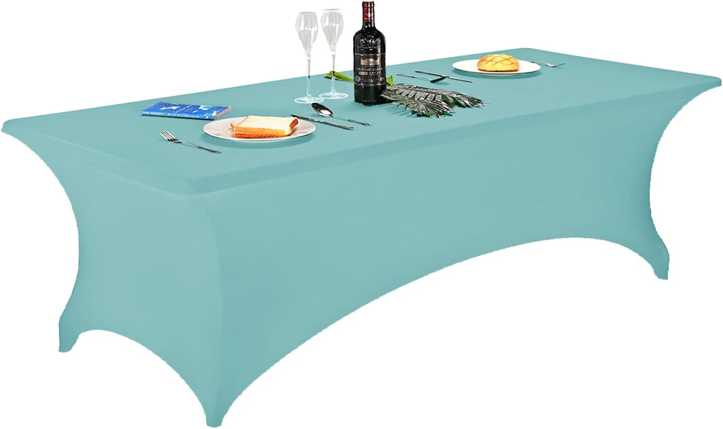 LZY Spandex Fitted Stretch Table Cover for 6 ft or 4ft or 8ft Folding Table, Rectangular Cocktail Tablecloth, Perfect for Party or Banquet
