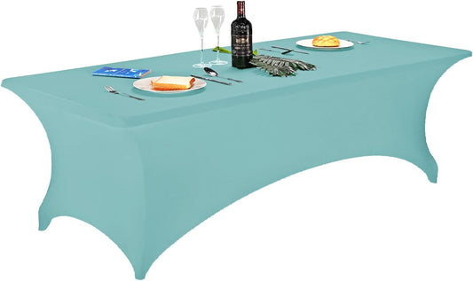 LZY Spandex Fitted Stretch Table Cover for 6 ft or 4ft or 8ft Folding Table, Rectangular Cocktail Tablecloth, Perfect for Party or Banquet