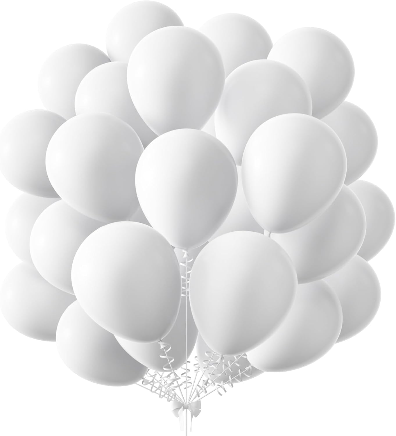 KALOR 12 Inch White Balloons, 50 Pcs Latex Helium Balloons for Kid's Birthday Party, Baby Shower, Wedding, Graduate Party Decorations