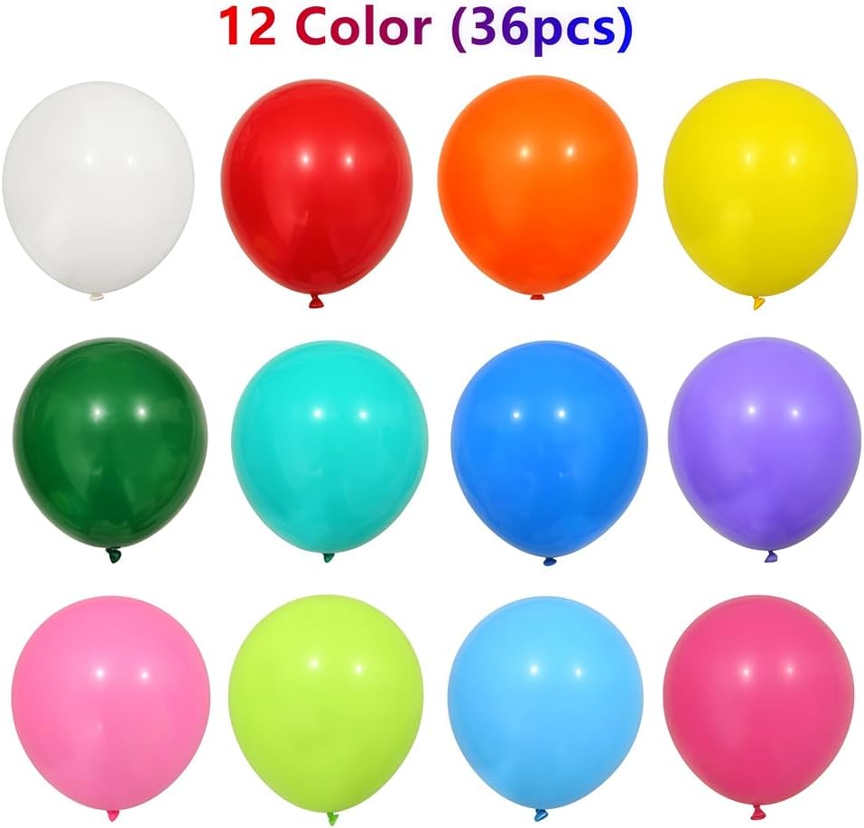 36 Pack 24 Inch Balloons Large Assorted Color Rainbow Latex Big Balloon 12 Kinds Colorful for Birthday Wedding Baby Shower Anniversaries Store Party Decorations