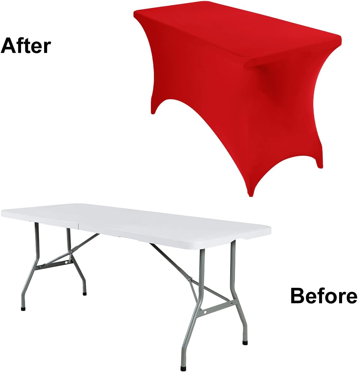 2Pack Spandex Waterproof Table Covers 4ft，Spandex 4ft Waterproof Table Cover for Party,Wedding, Banquet, and Events(Red)