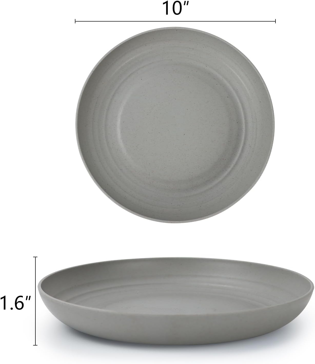 Homienly Dinner Plates Set of 8 Premium Wheat Straw Plate Alternative for Plastic Plates Lightweight Round Plate Set Microwave and Dishwasher Safe Plates for Kitchen Unbreakable (Grey, 10 inch)
