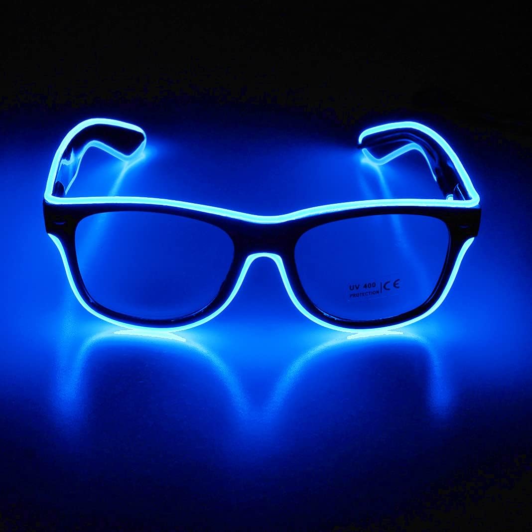 Aquat Light up EL Wire Neon Rave Glasses Glow LED Sunglasses Costumes For Party, EDM, Halloween, Wired with Battery Power