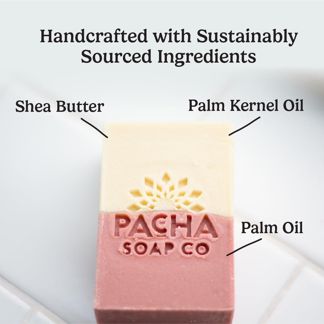 Pacha Soap Co. Bar Soap, Jasmine Gardenia, 3-Pack (4 oz ea) - Premium, Handcrafted, Hydrating, Natural Face Wash, Hand Cleanser, Body Wash, Soothing Essential Oils