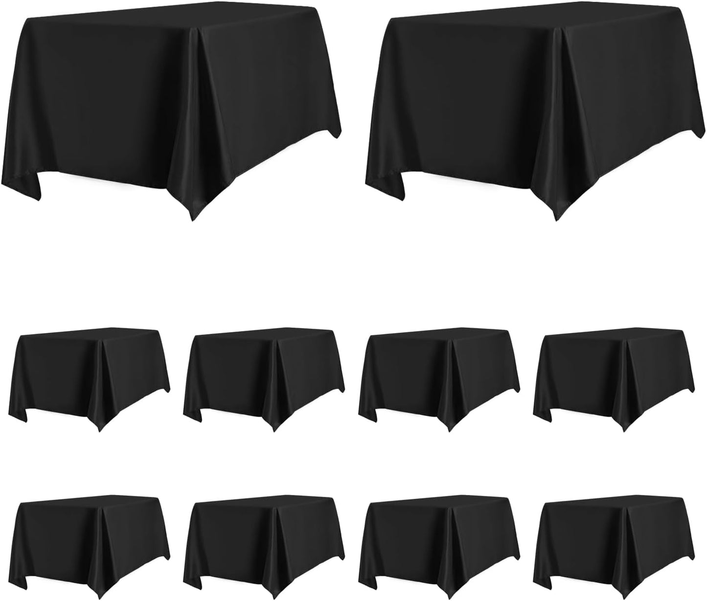 PureFit 10 Pack Rectangle Black Table Cloths 60 x 102 Inch for 6Ft Tables, Stain and Wrinkle Resistant Table Linens for Home Use, Wedding, Party, Banquet and Camping