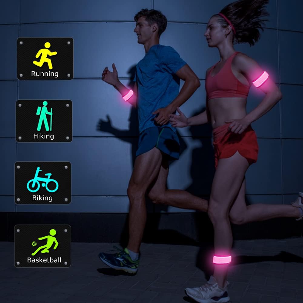 esonstyle Pack of 6 LED Light Up Band Slap Bracelets Night Safety Wrist Band for Cycling Walking Running Concert Camping Outdoor Sports