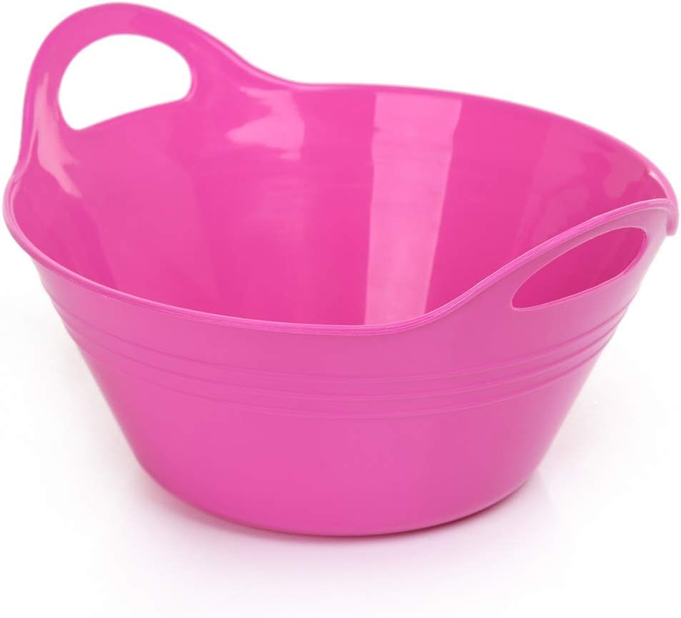 Mintra Home Plastic Bowls with Handles (1.8L Medium 2pk, Fuchsia)