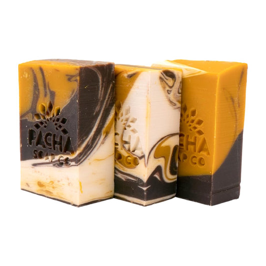 Pacha Soap Co. Almond Goat Milk Bar Soap - Handcrafted All Natural Premium Soap Bars for Face, Body & Hands, Hydrating & Soothing with Essential Oils, Made in the USA, 3-Pack (4 oz. ea)