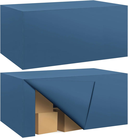 Ascoza 2 Pack Fitted Tablecloth for 6 Foot Rectangle 72 x 30 Inch Mediterranean Blue Table Covers Water Resistant Polyester Cloth for Folding, Parties,Display, Trade Show (Mediterranean Blue)