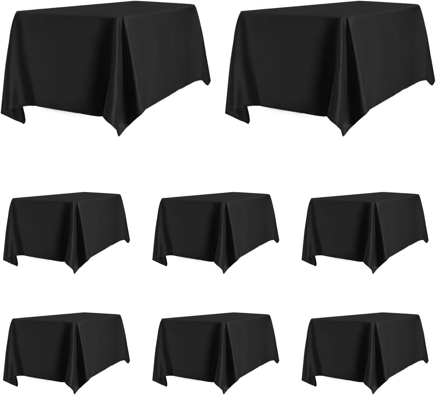 PureFit 8 Pack Rectangle Black Table Cloths 60 x 126 Inch for 6Ft Tables, Stain and Wrinkle Resistant Table Linens for Home Use, Wedding, Party, Banquet and Camping