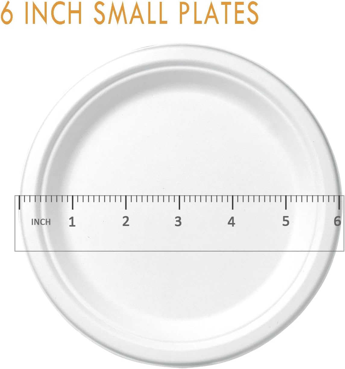 200 Count 6 Inch Small Heavy Duty Compostable Dessert Plates, Biodegradable Bagasse and Bamboo Fiber Paper Plate