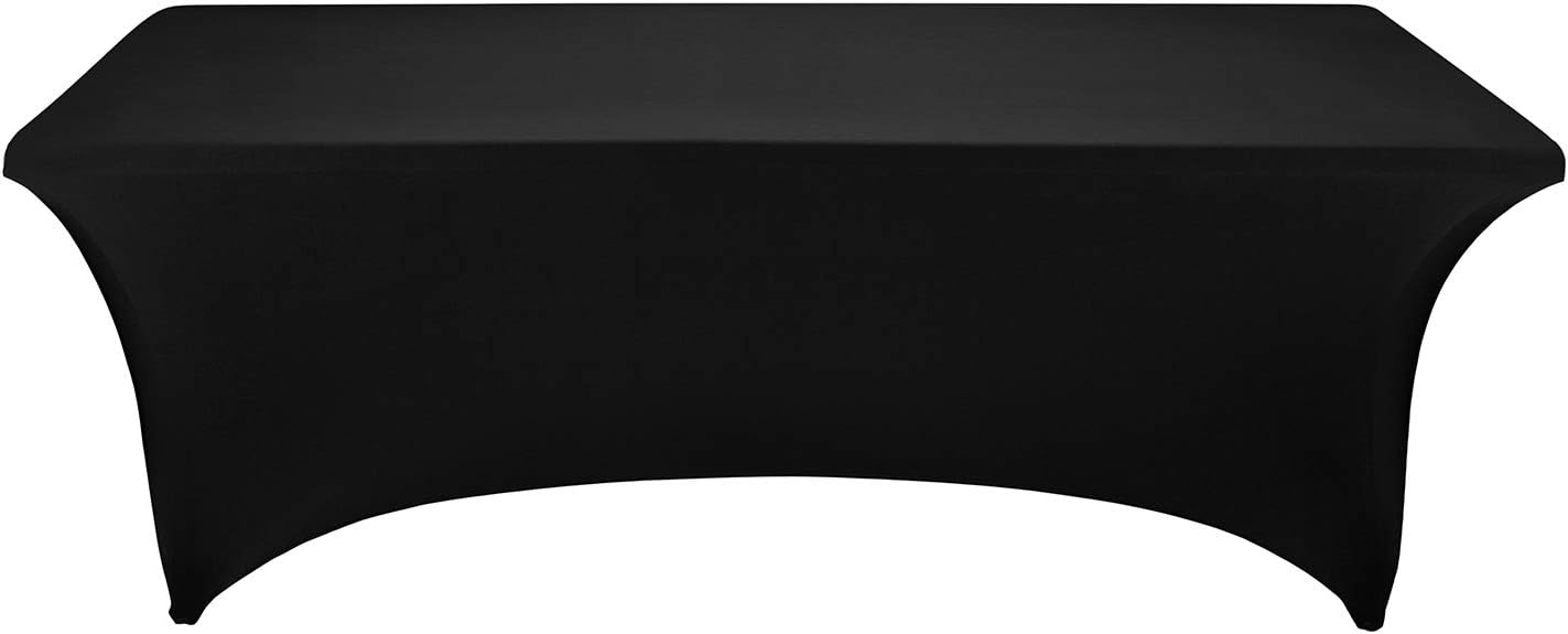 LZY Spandex Fitted Stretch Table Cover for 6 ft or 4ft or 8ft Folding Table, Rectangular Cocktail Tablecloth, Perfect for Party or Banquet (8FT Black)