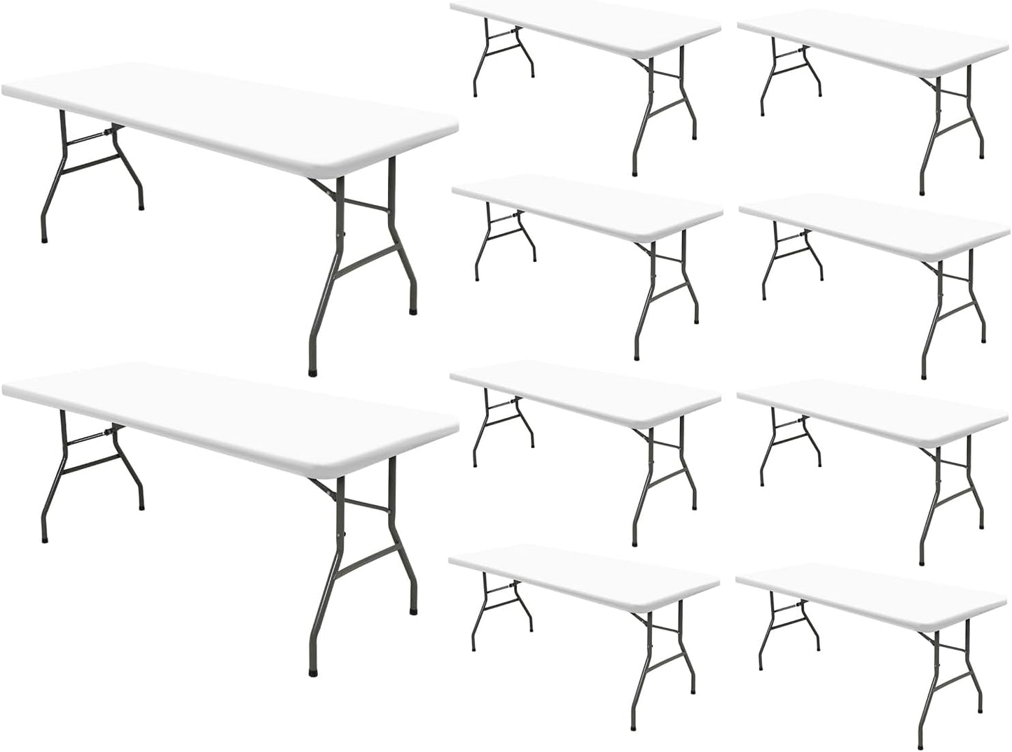 10 Pack Picnic Table Cover Fitted Tablecloths 6 Foot Rectangle Tables Elastic Waterproof Stretch Washable Patio Folding Outdoor Spandex Table Cloth for Camping Banquet and Parties (White,30" x 72")