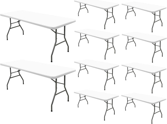 10 Pack Picnic Table Cover Fitted Tablecloths 8 Foot Rectangle Tables Elastic Waterproof Stretch Washable Patio Folding Outdoor Spandex Table Cloth for Camping Banquet and Parties (White,30" x 96")