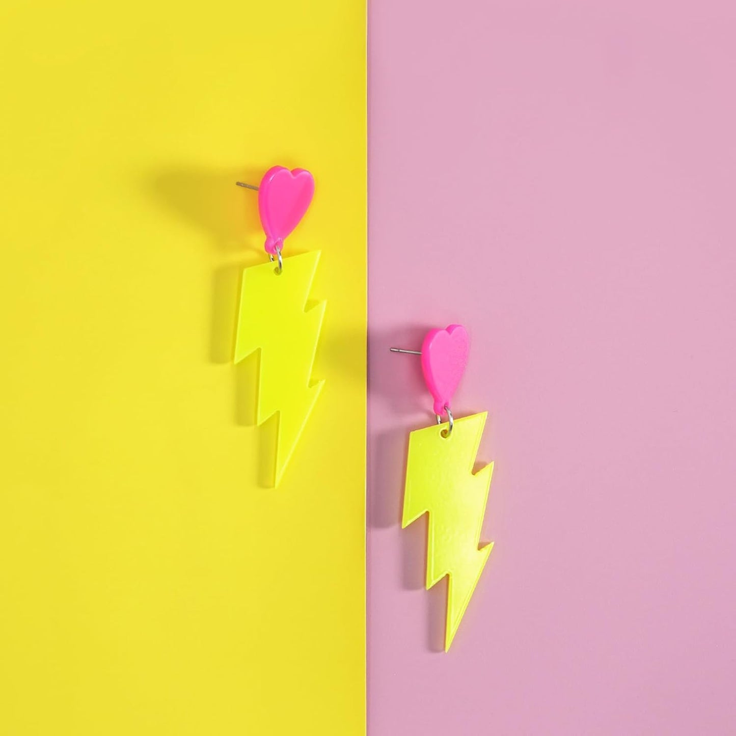 80s Neon Earrings for Women Acrylic Lightning Bolt Drop Earrings Retro 80s 90s Glow Party Accessories Neon Jewelry for Halloween Costume Outfit